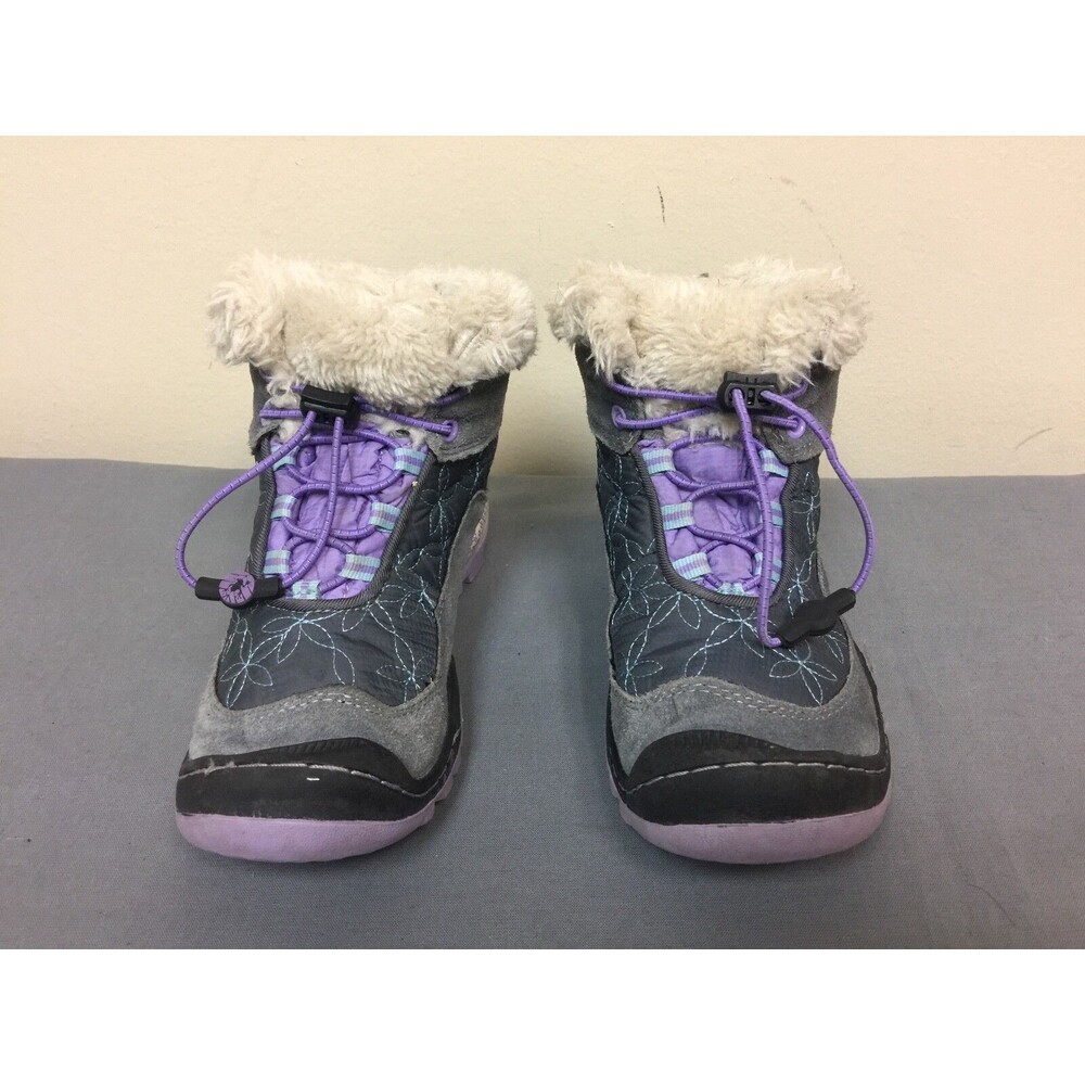 Jambu Kids Girls Magnolia Boot - suede/textile upper  Size 2 M Grey/Purple
